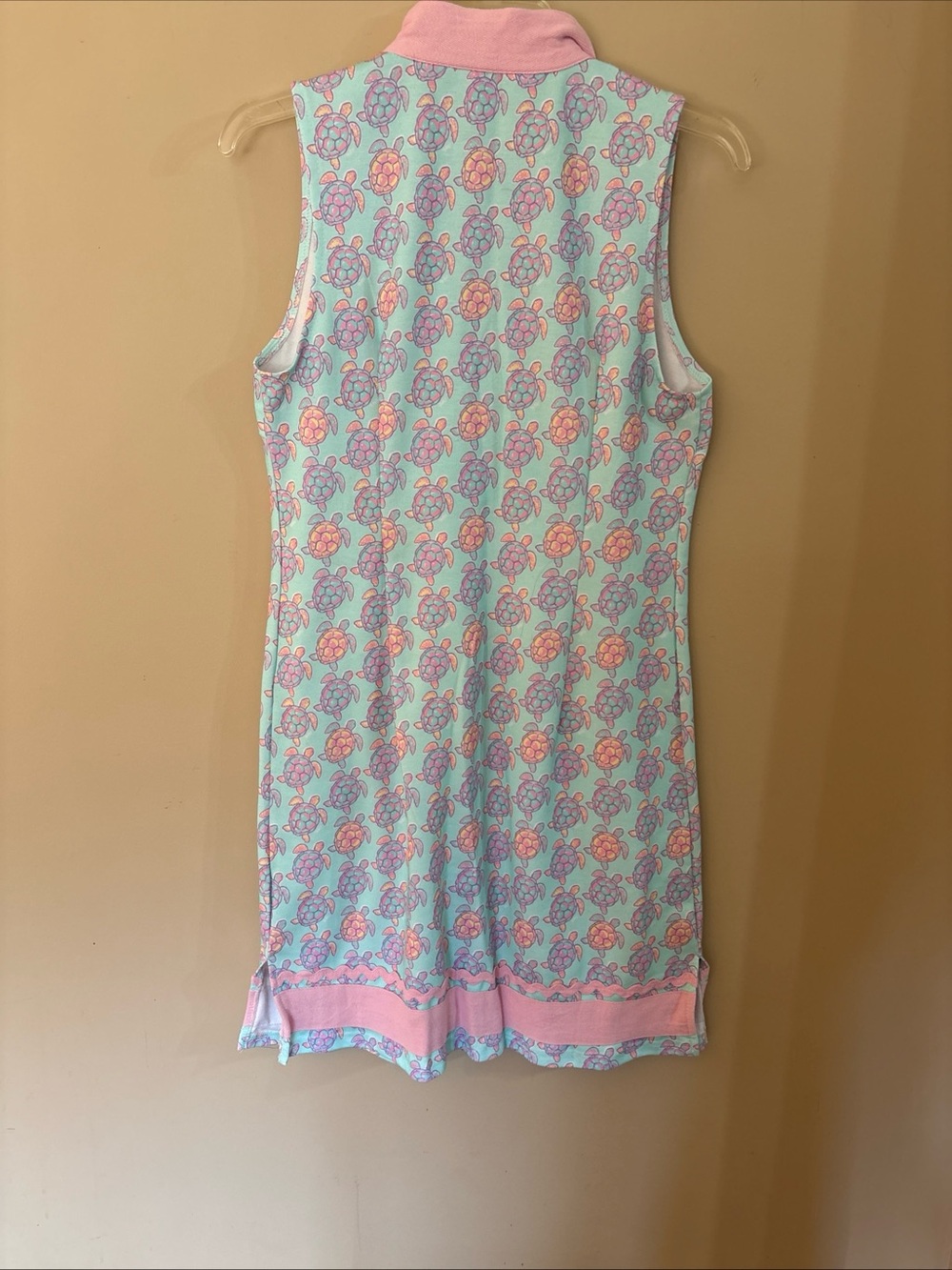 Simply Southern Women's Size S Pink Blue Turtles Sleeveless V-Neck Tennis Dress - Picture 6 of 9